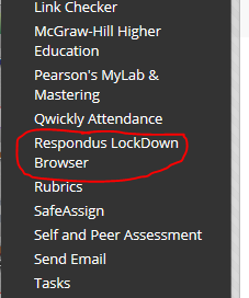 LockDownBrowser Link on Blackboard Control Panel