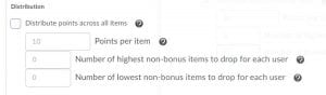 Distribution of points for proportionally weighted category - no items selected