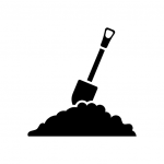 Shovel in mud icon