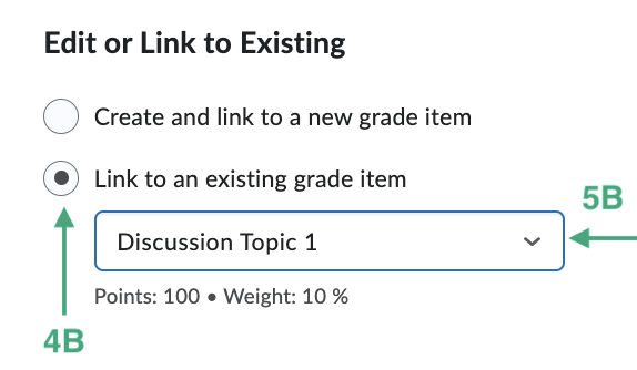Image of the link to existing grade book item options