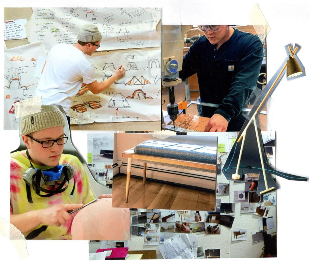 collage of man working on a shoe design project